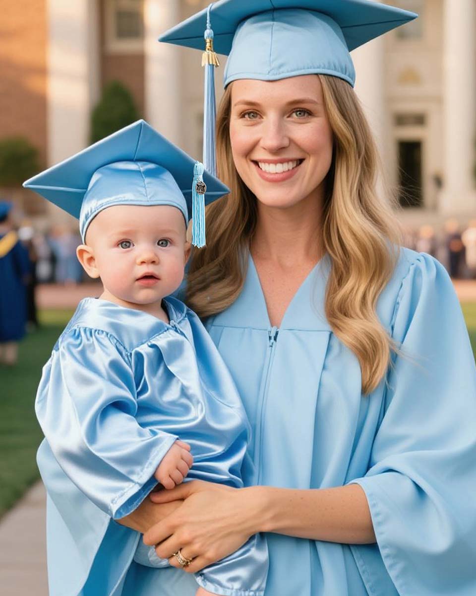 Soft Satin NICU Graduate Baby Cap and Gown Set - 3 Colors Available