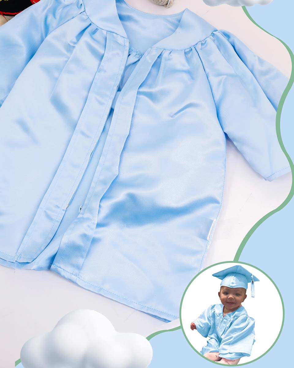 Soft Satin NICU Graduate Baby Cap and Gown Set - 3 Colors Available