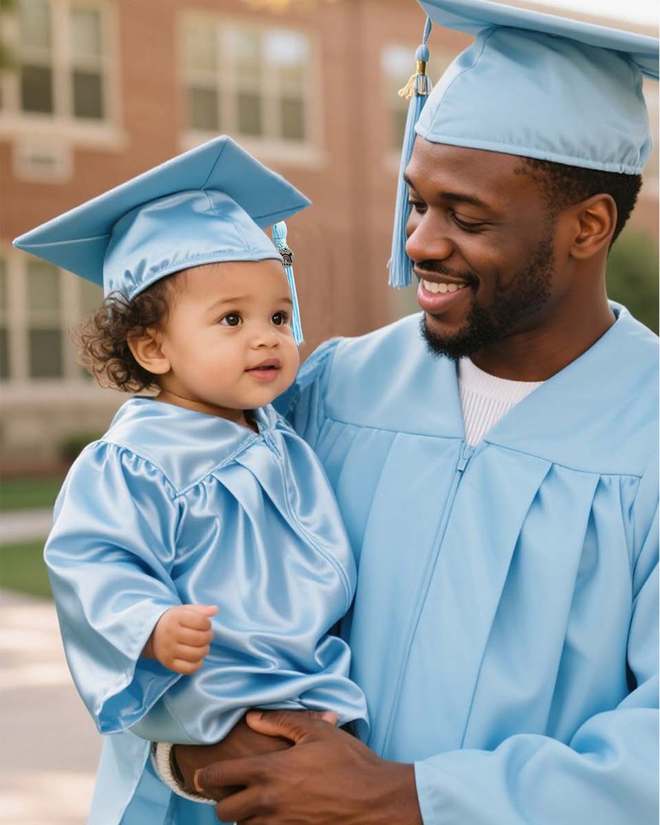 Soft Satin NICU Graduate Baby Cap and Gown Set - 3 Colors Available