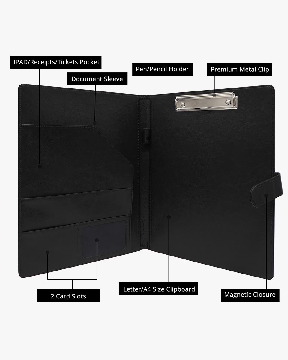 Multifunctional Business Magnetic Portfolio Padfolio PU Leather Folder with A4 Size - 3 Colors Available