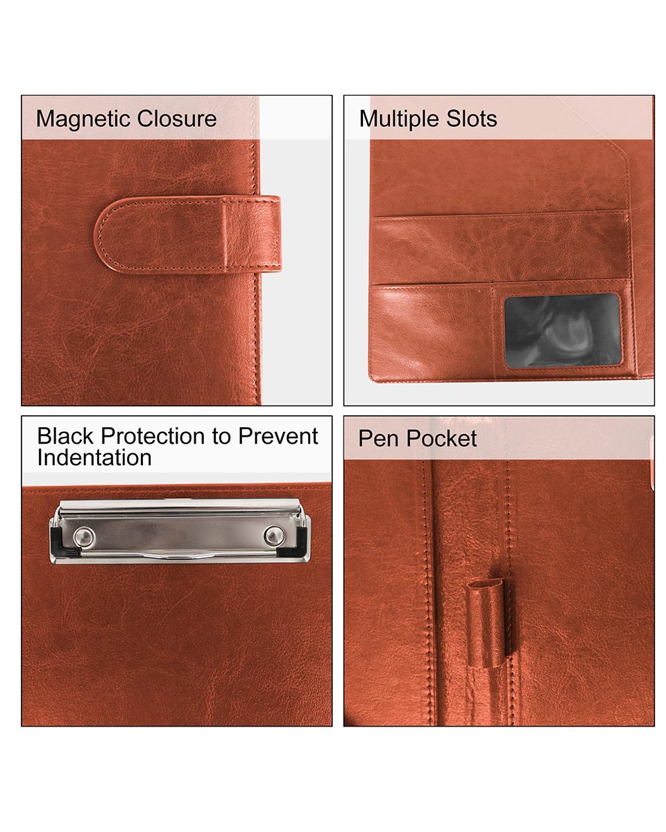 Multifunctional Business Magnetic Portfolio Padfolio PU Leather Folder with A4 Size - 3 Colors Available