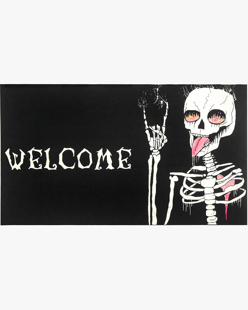 30*17 Inch Funny Skeleton Outside Non-Slip and Washable Welcome Door Halloween Mat