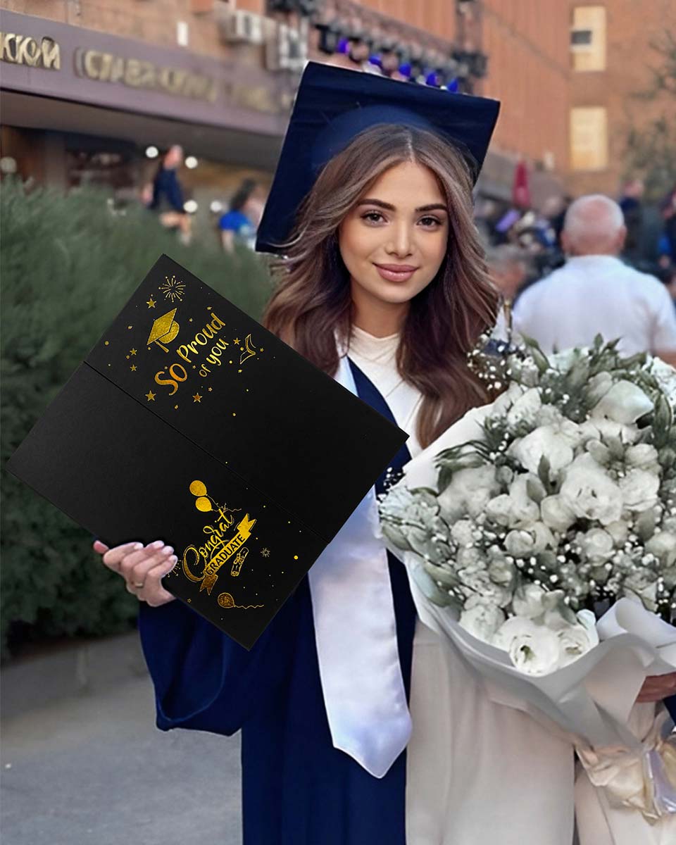 Black Cardboard Graduation Picture Frame for Eight 4" x 6" Photos