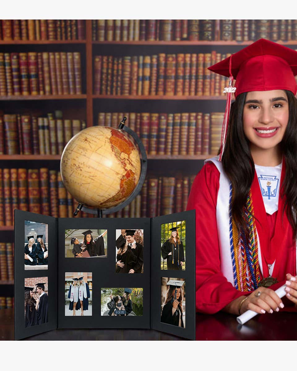 Black Cardboard Graduation Picture Frame for Eight 4" x 6" Photos