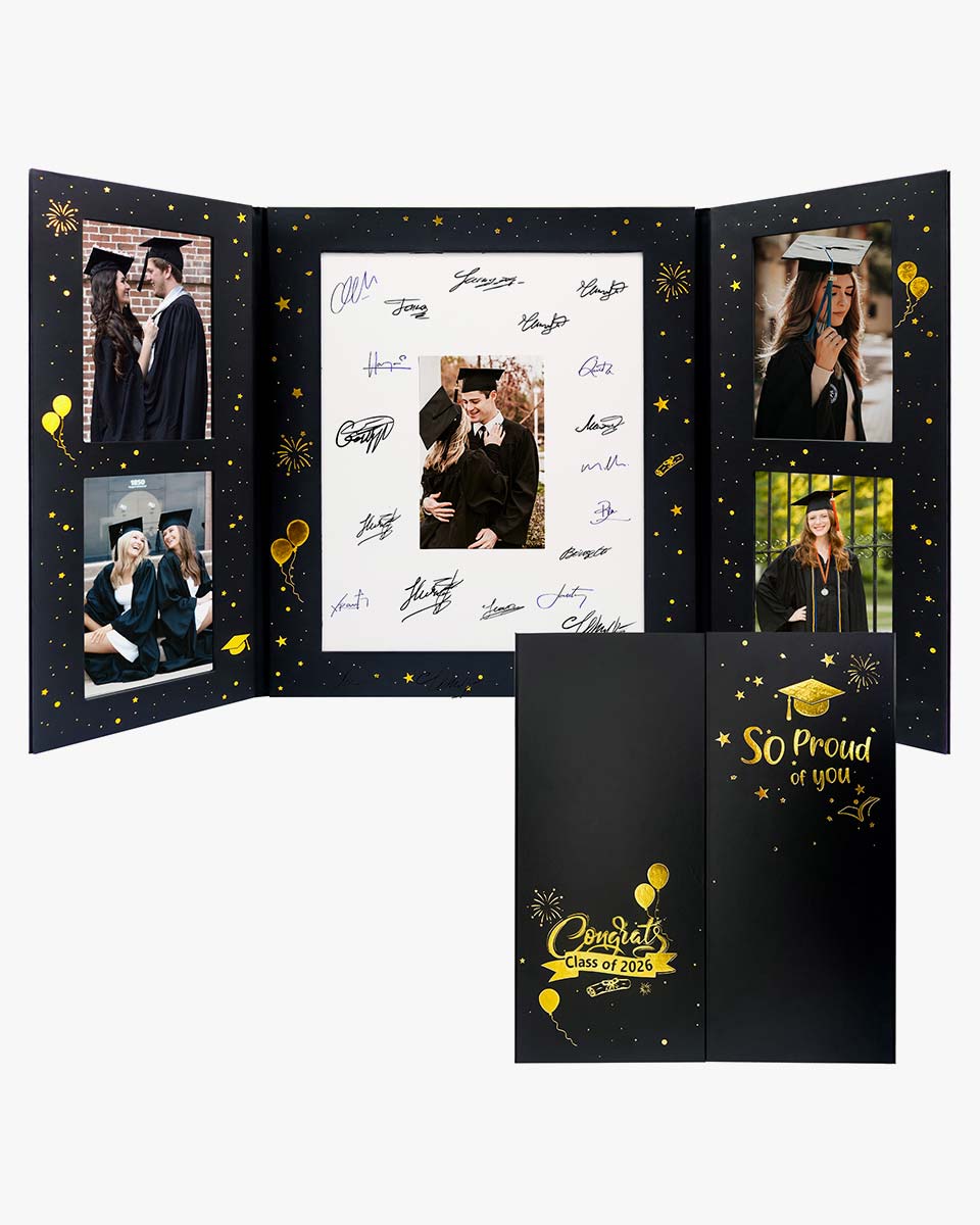 Black Cardboard Graduation Picture Frame for 4" x 6" Photos - 3 Styles Available