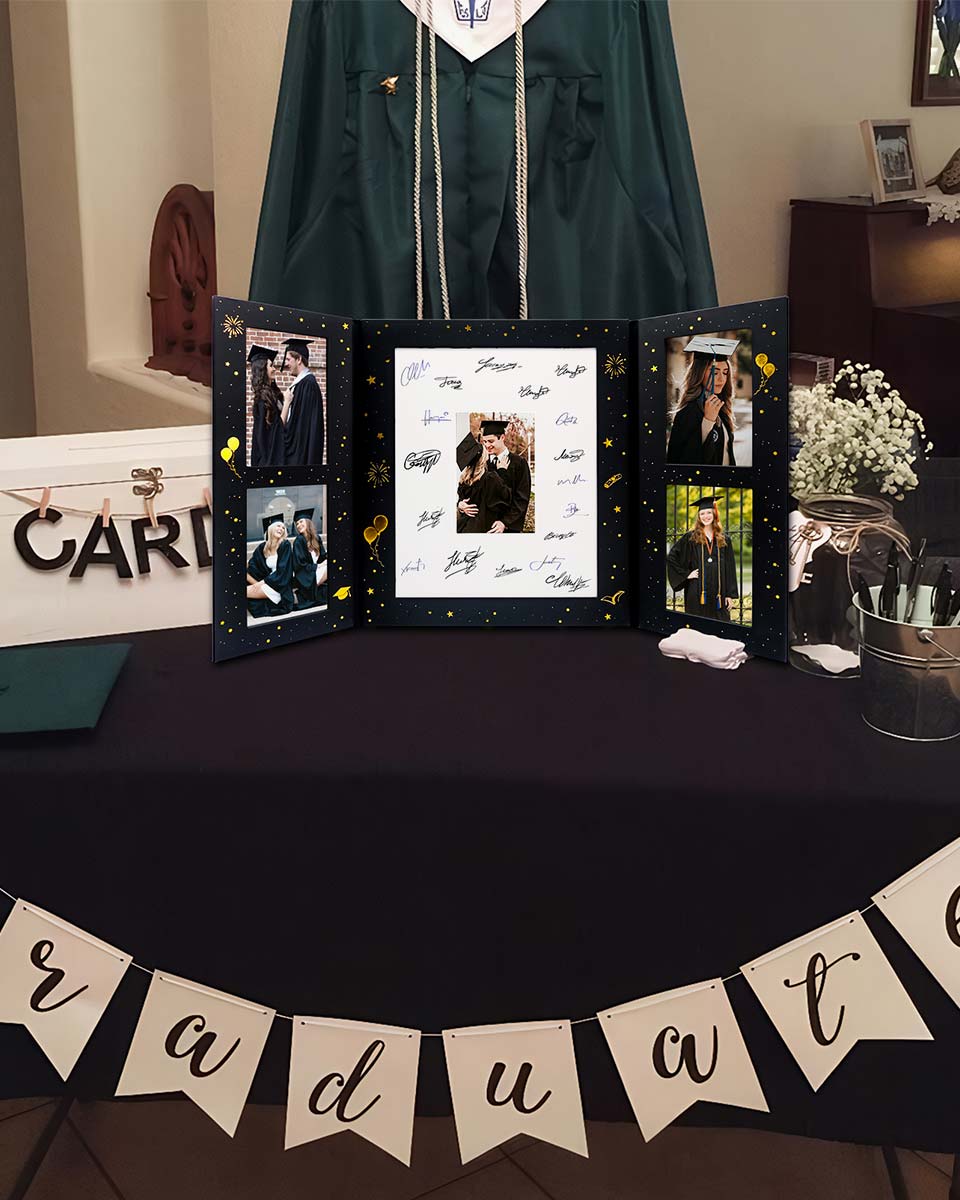 Black Cardboard Graduation Picture Frame for 4" x 6" Photos - 3 Styles Available