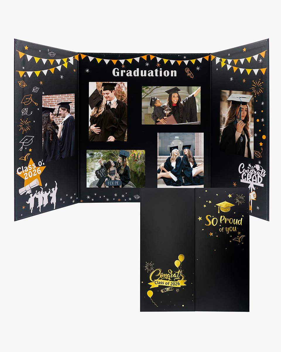 Black Cardboard Graduation Picture Frame for 4" x 6" Photos - 3 Styles Available