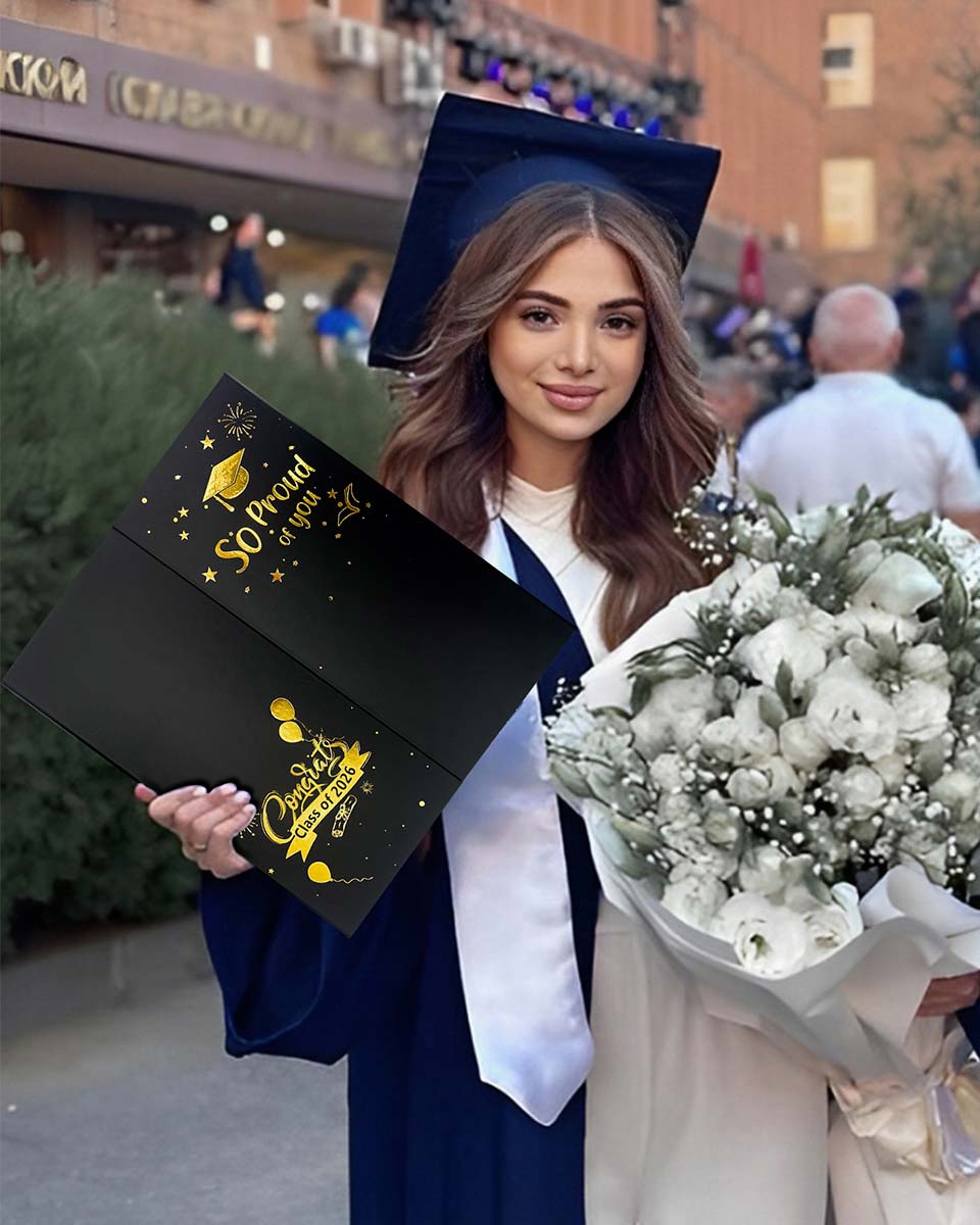 Black Cardboard Graduation Picture Frame for 4" x 6" Photos - 3 Styles Available