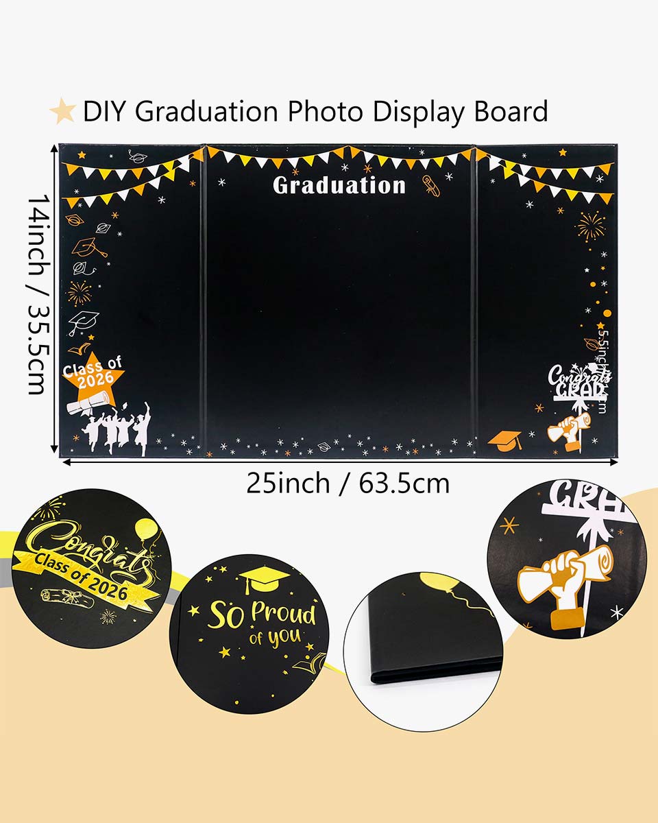 Black Cardboard Graduation Picture Frame for 4" x 6" Photos - 3 Styles Available