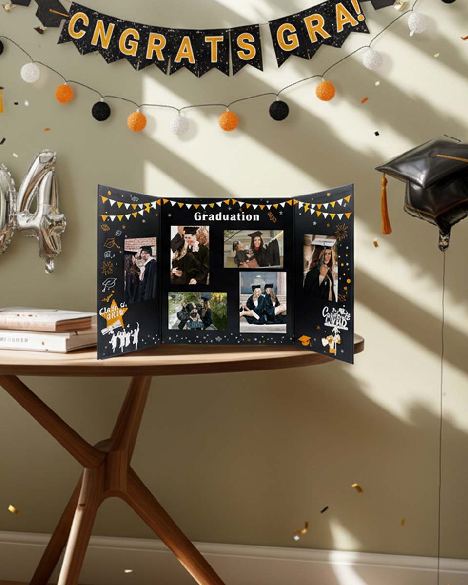 Black Cardboard Graduation Picture Frame for 4" x 6" Photos - 3 Styles Available