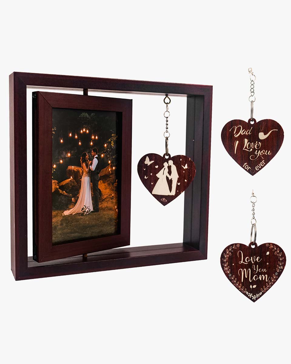 Rotating Picture Frame 4*6 for Wedding Engagement Gifts & Dad/Mom Gifts