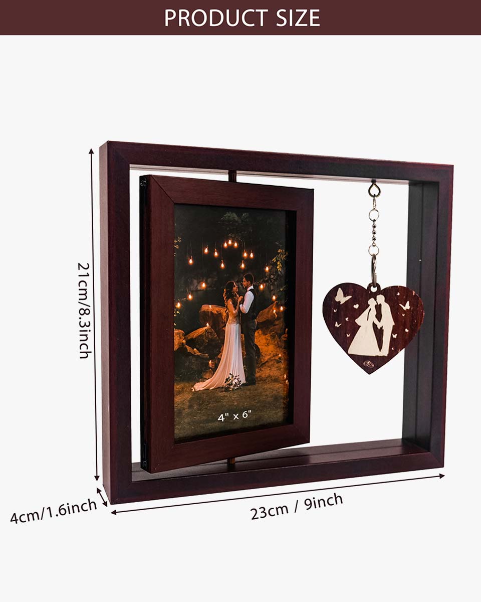 Rotating Picture Frame 4*6 for Wedding Engagement Gifts & Dad/Mom Gifts