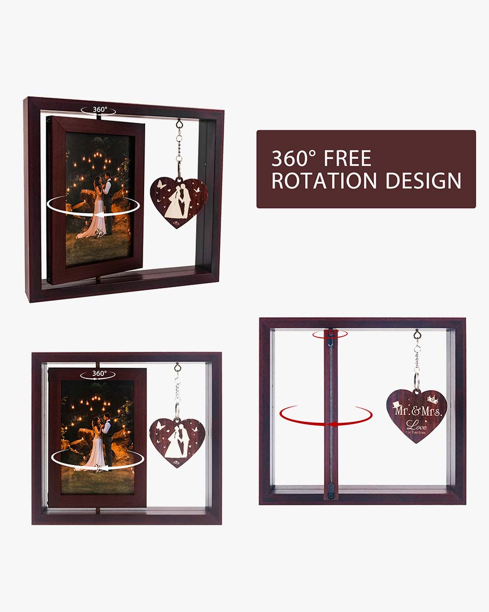 Rotating Picture Frame 4*6 for Wedding Engagement Gifts & Dad/Mom Gifts