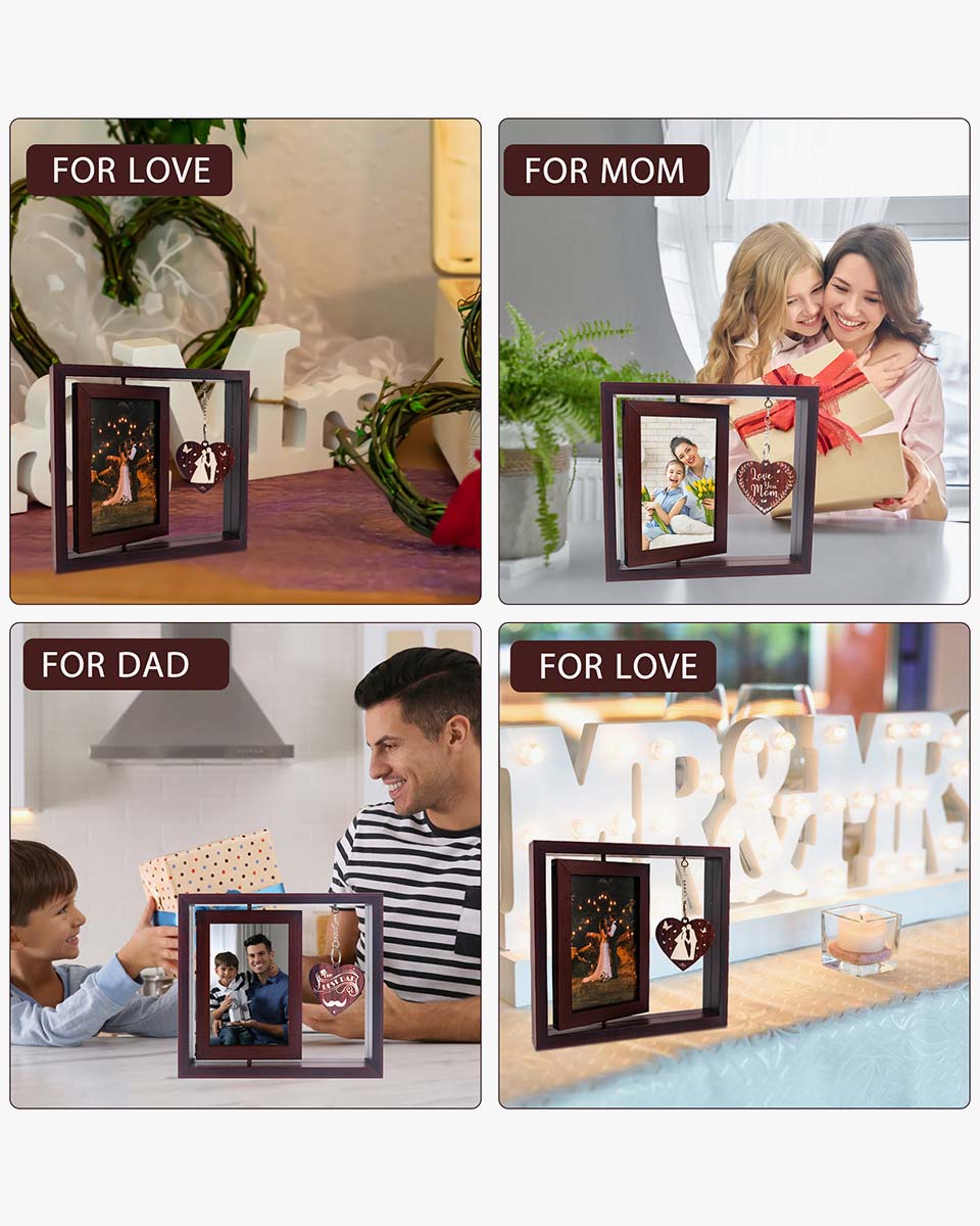 Rotating Picture Frame 4*6 for Wedding Engagement Gifts & Dad/Mom Gifts