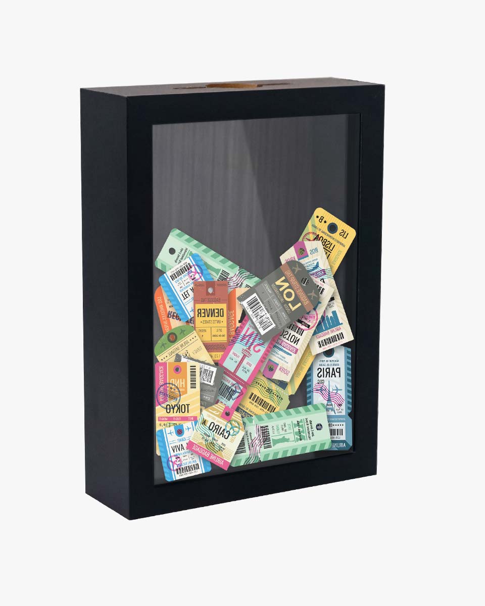 Shadow Box Frame Wood Collection Case With Slot on top - 5 Sizes Available