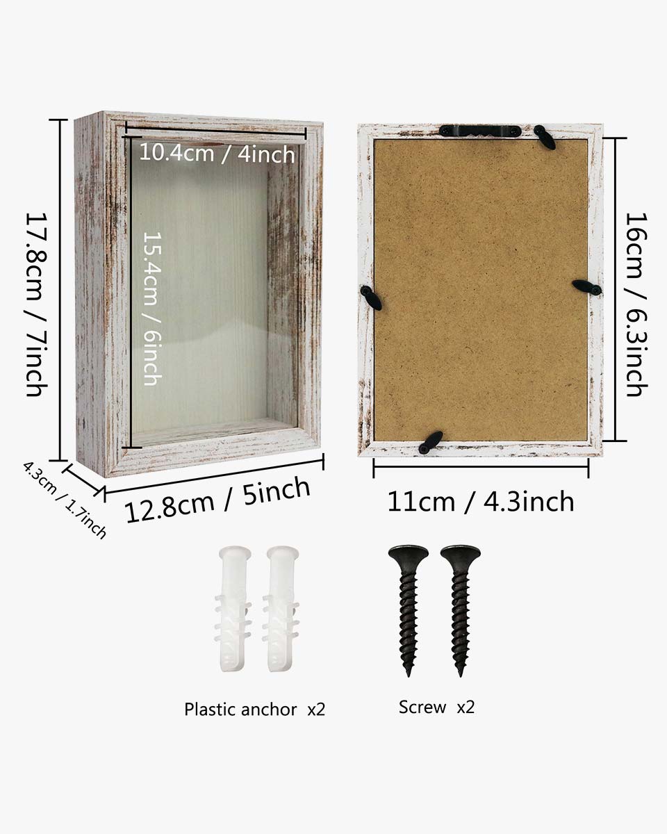 Shadow Box Frame White Wood Collection Case With Slot on top - 5 Sizes Available