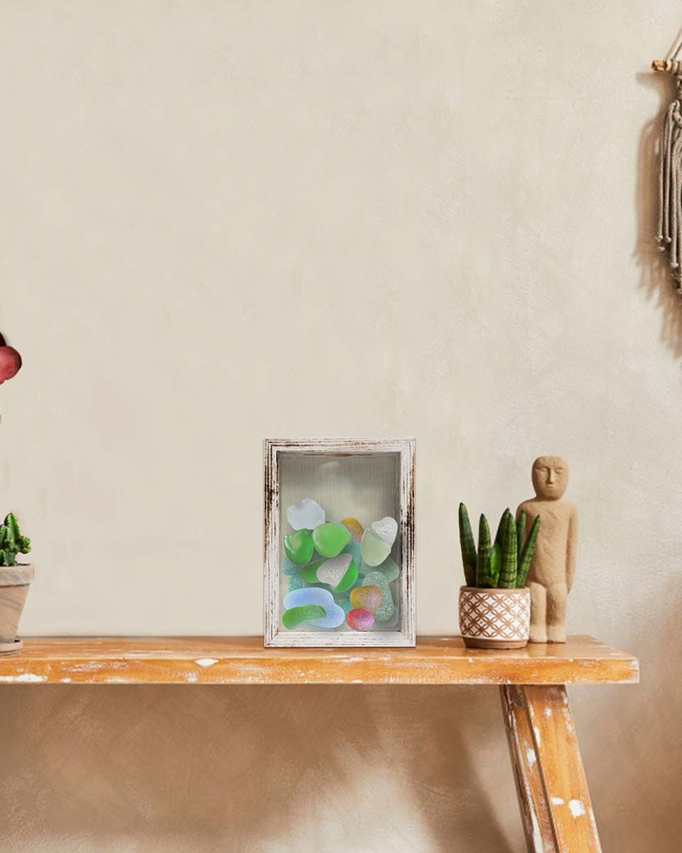 Shadow Box Frame White Wood Collection Case With Slot on top - 5 Sizes Available