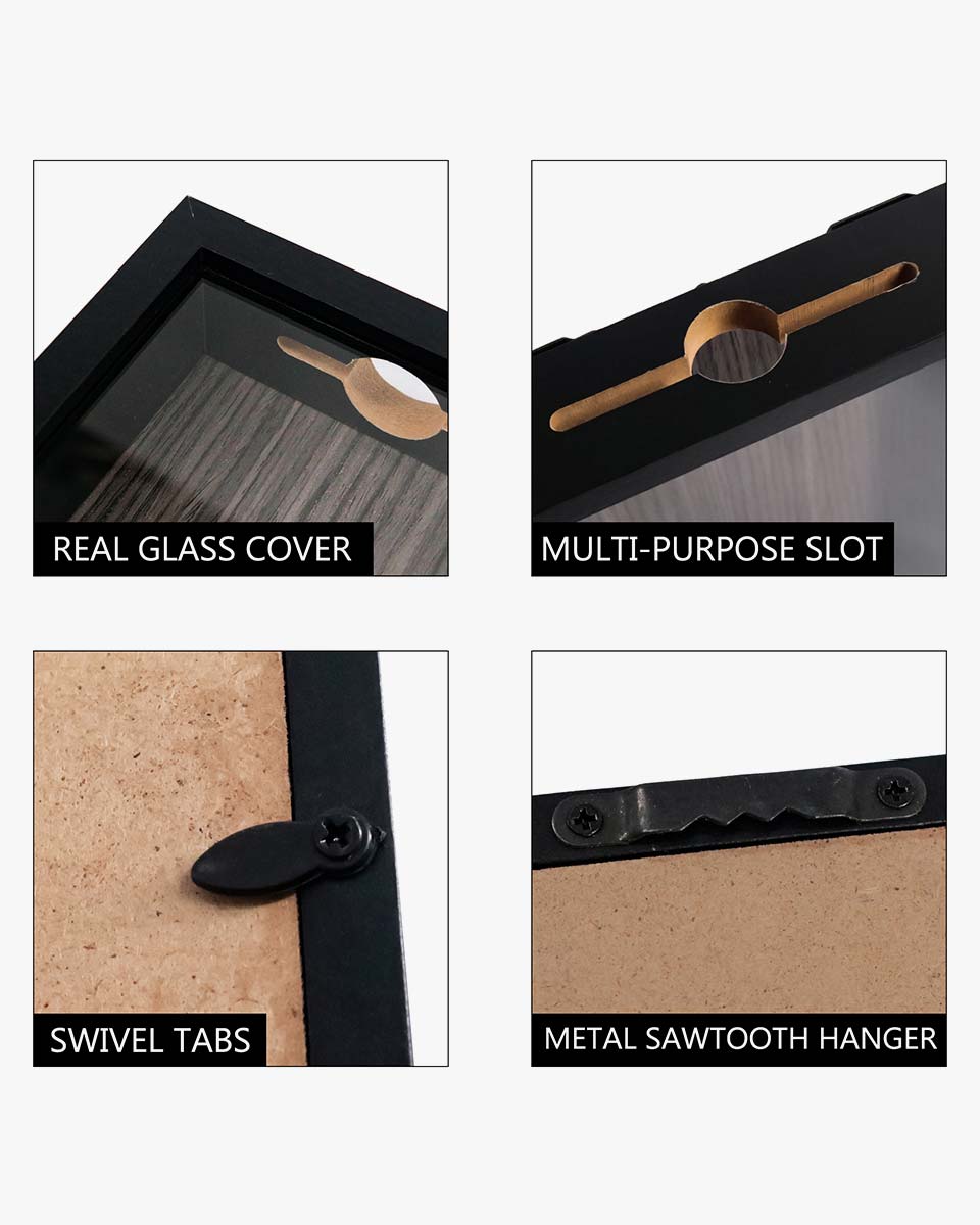 Shadow Box Frame Wood Collection Case With Slot on top - 5 Sizes Available