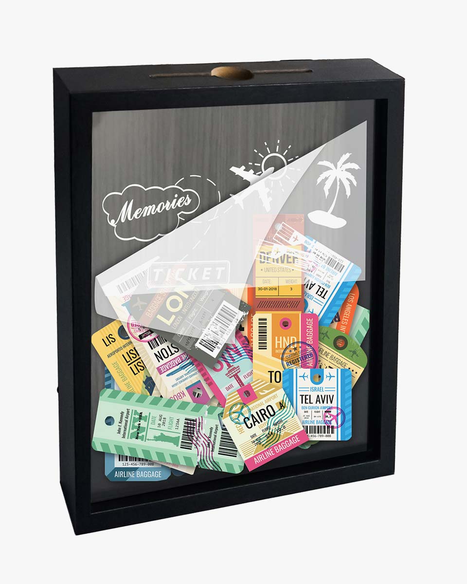 Shadow Box Frame Wood Collection Case With Slot on top - 5 Sizes Available