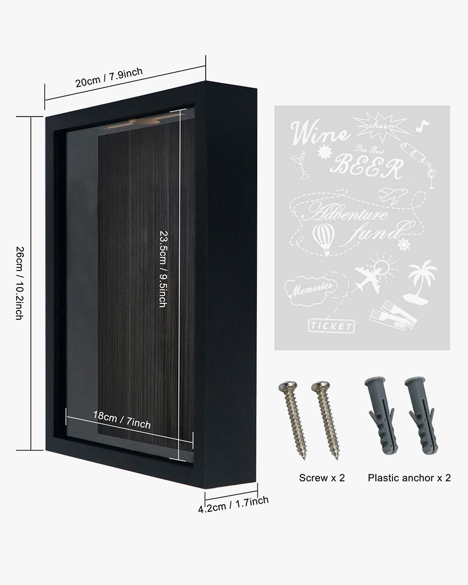 Shadow Box Frame Wood Collection Case With Slot on top - 5 Sizes Available