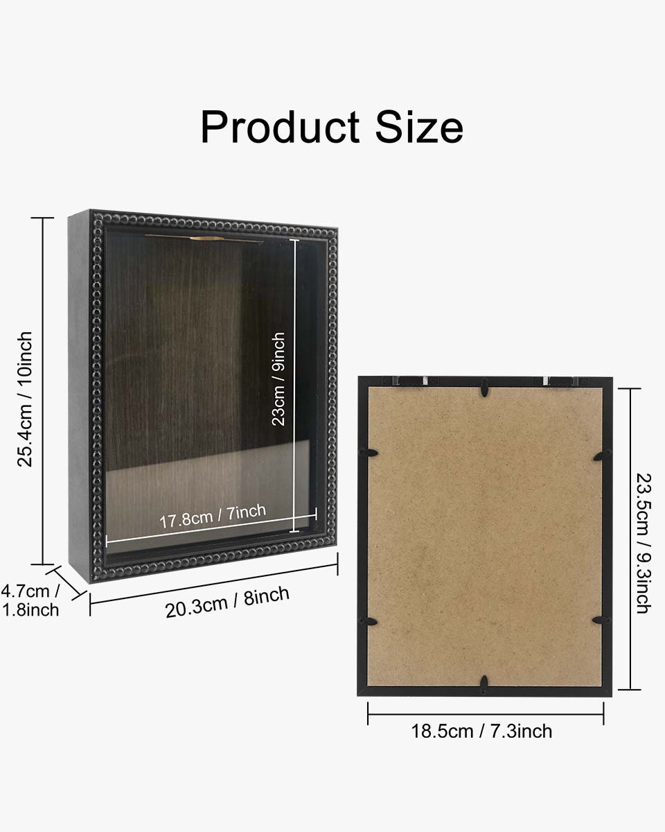 Black Top Loading with Slot Unique Beaded Design Travel Shadow Box in 3 Size