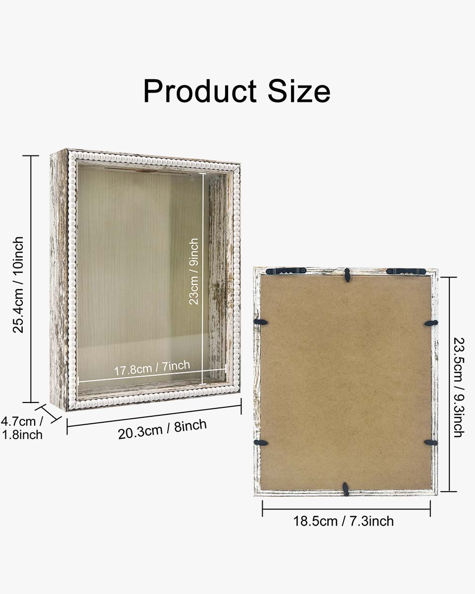 White Top Loading with Slot Unique Beaded Design Travel Shadow Box in 3 Size