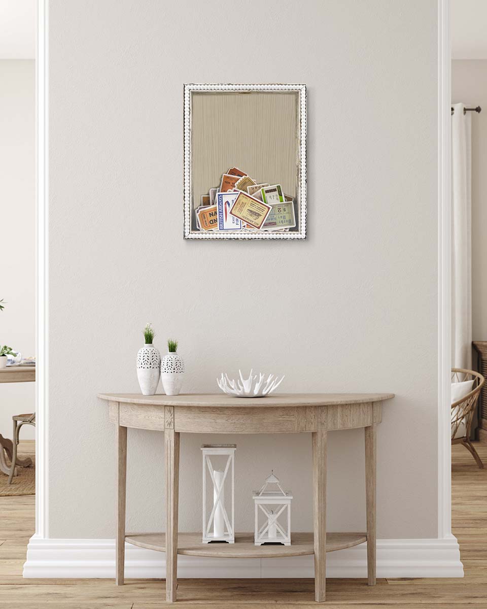 White Top Loading with Slot Unique Beaded Design Travel Shadow Box in 3 Size