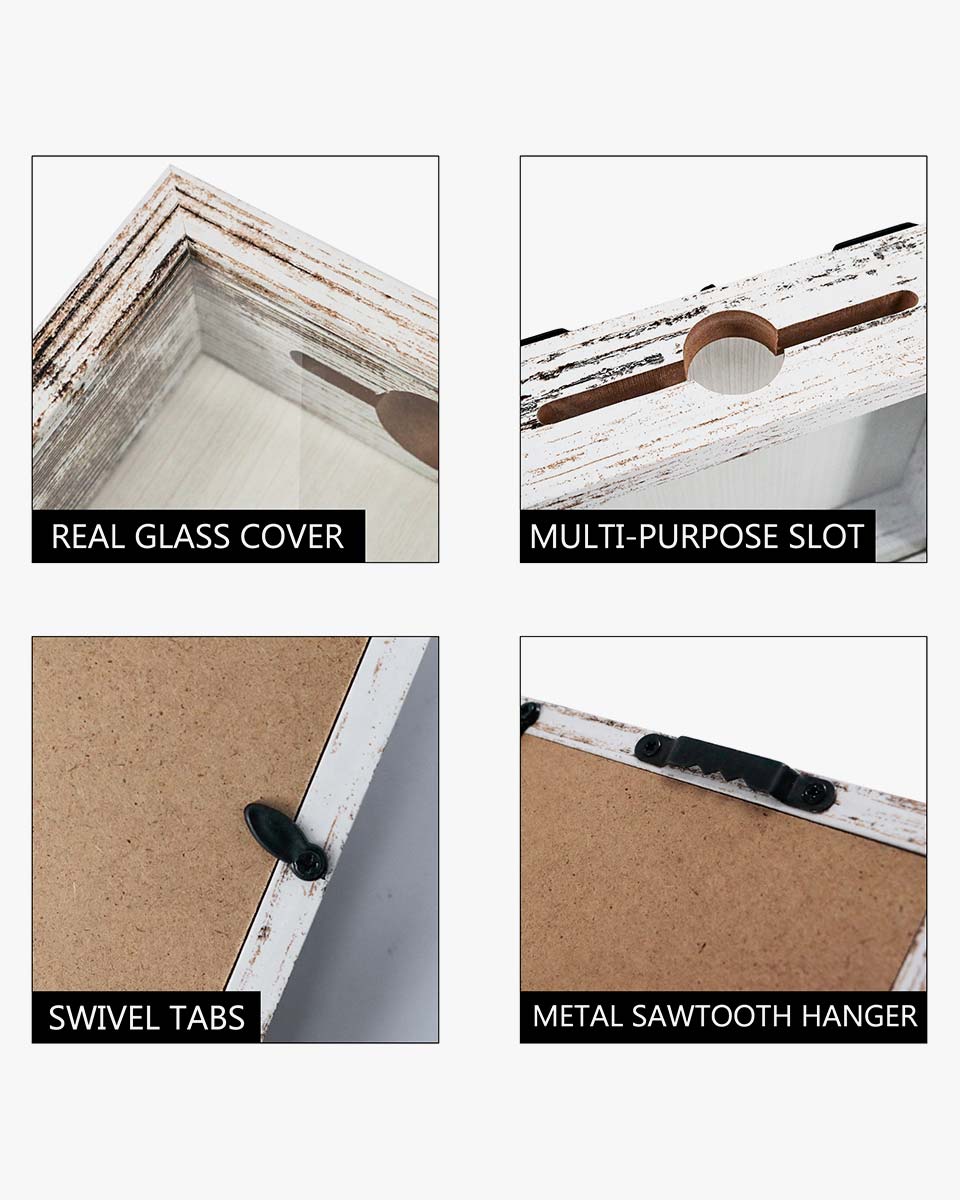Shadow Box Frame White Wood Collection Case With Slot on top - 5 Sizes Available