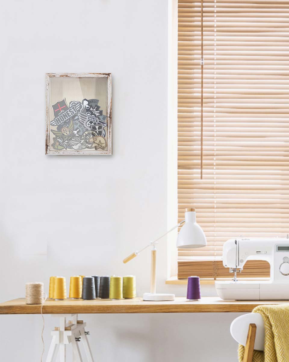 Shadow Box Frame White Wood Collection Case With Slot on top - 5 Sizes Available
