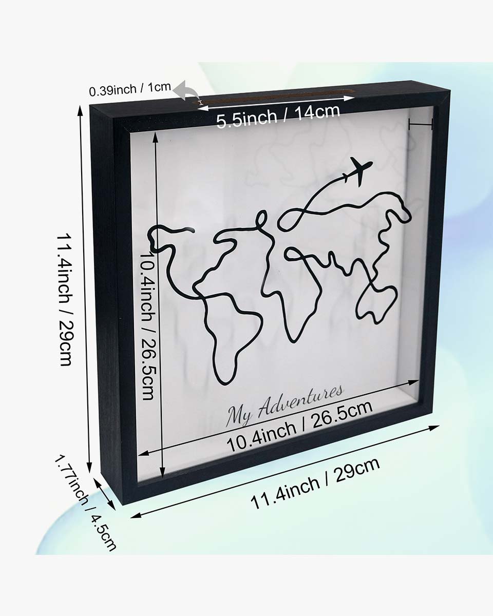 Travel Adventure Archive Box Ticket Shadow Box with Slot 11x11