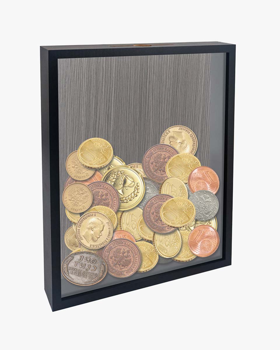 Shadow Box Frame Wood Collection Case With Slot on top - 5 Sizes Available