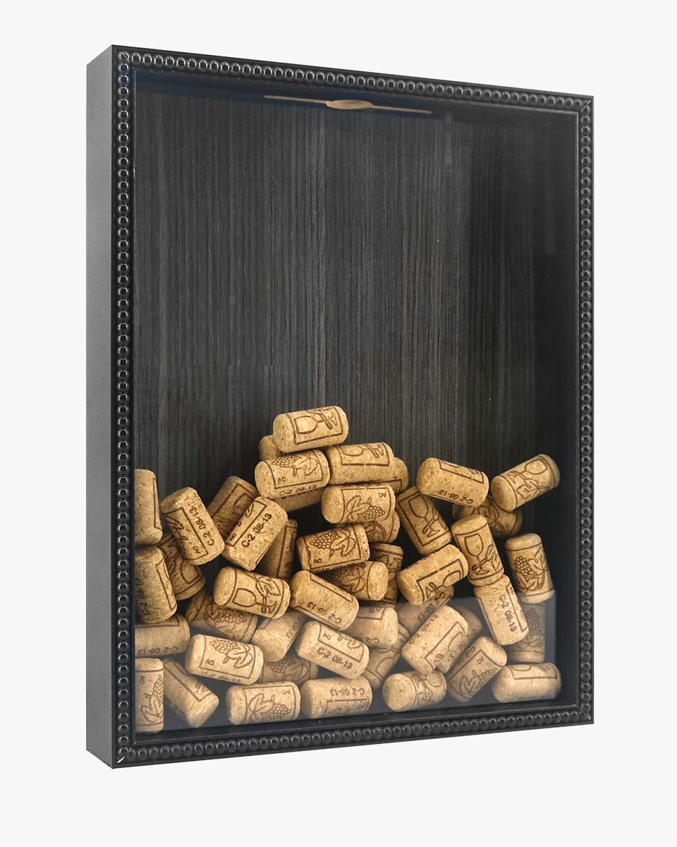 Black Top Loading with Slot Unique Beaded Design Travel Shadow Box in 3 Size