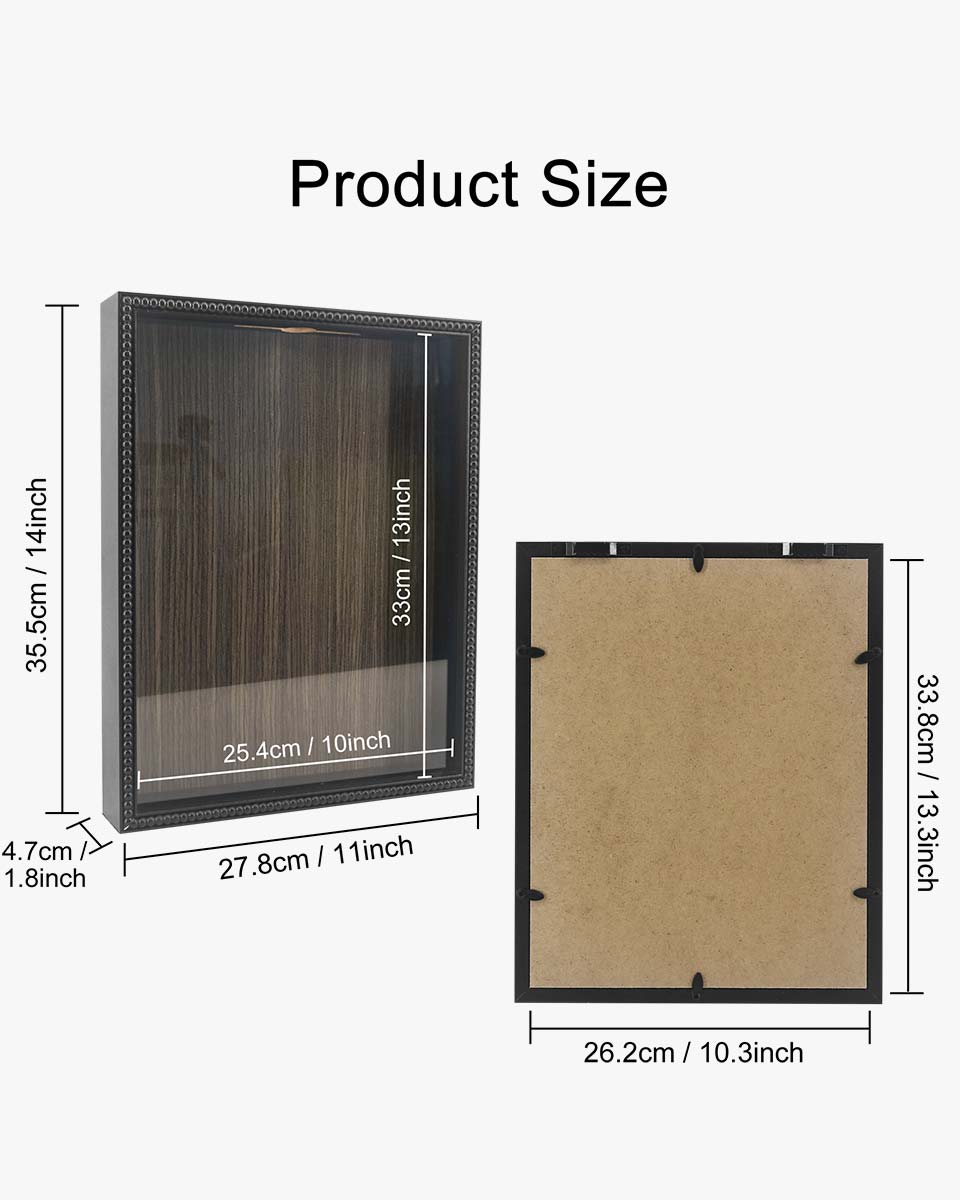 Black Top Loading with Slot Unique Beaded Design Travel Shadow Box in 3 Size