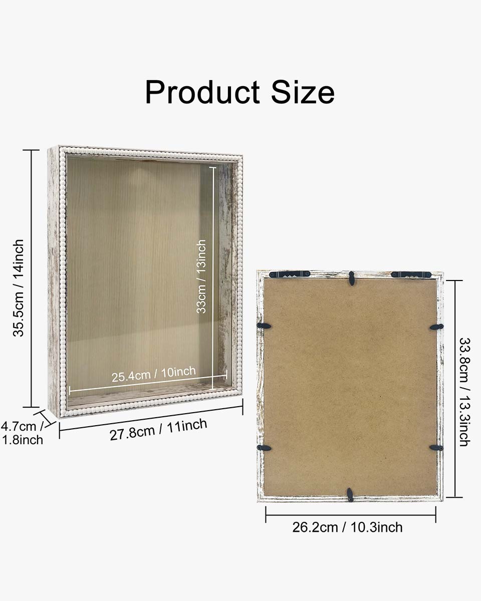 White Top Loading with Slot Unique Beaded Design Travel Shadow Box in 3 Size