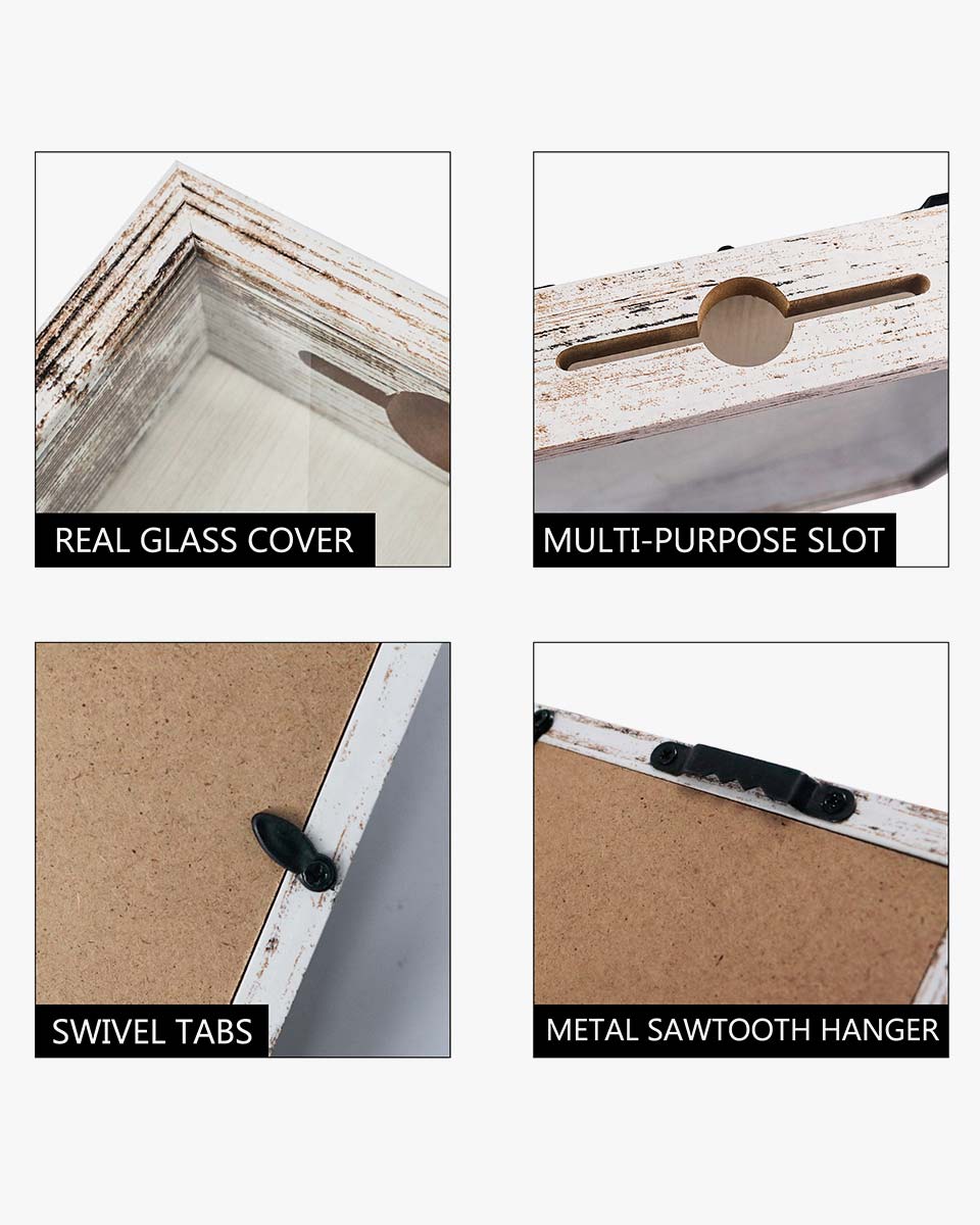Shadow Box Frame White Wood Collection Case With Slot on top - 5 Sizes Available