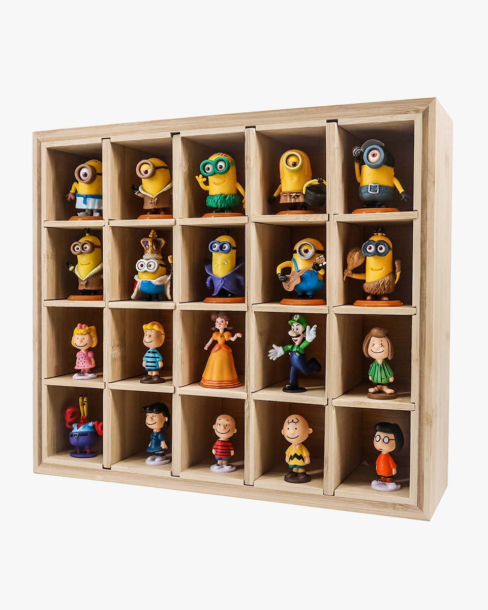 Bamboo Spice Rack Adjustable Shadow Box with 20 Compartments 12x14