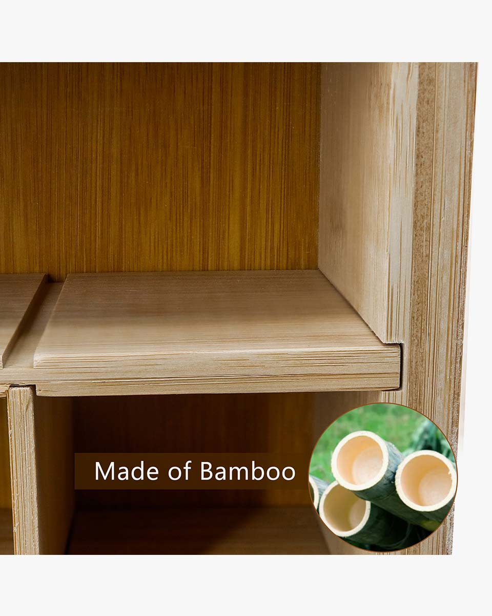 Bamboo Spice Rack Adjustable Shadow Box with 20 Compartments 12x14