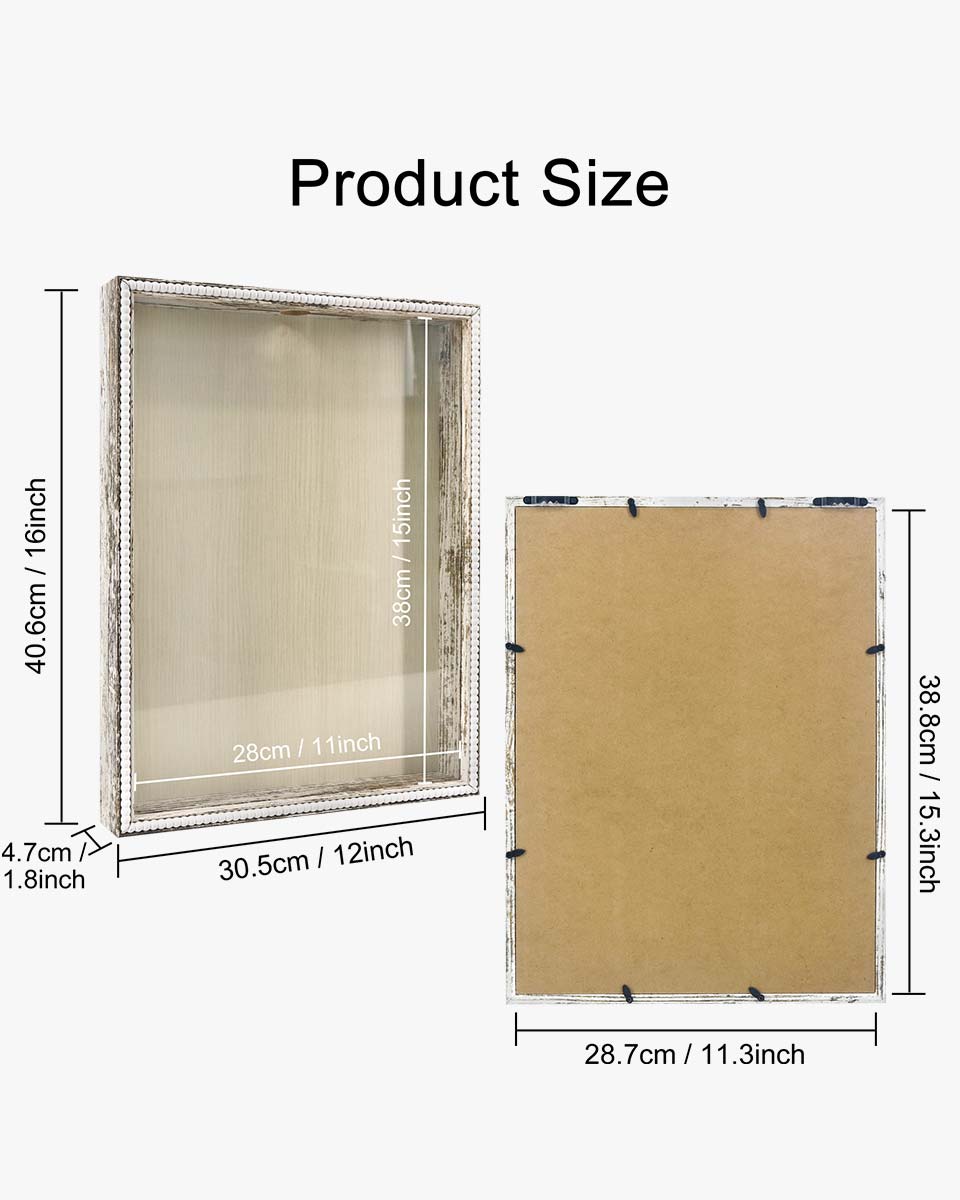 White Top Loading with Slot Unique Beaded Design Travel Shadow Box in 3 Size