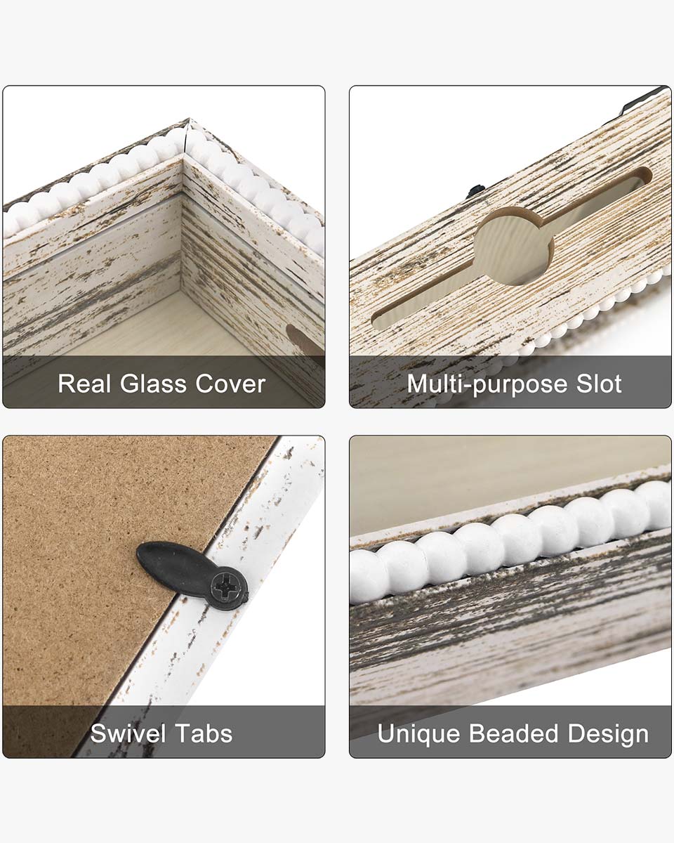 White Top Loading with Slot Unique Beaded Design Travel Shadow Box in 3 Size