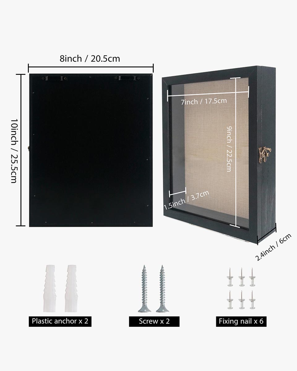 Rustic Black Shadow Box Frame Window Door With Hinge in 7 Sizes