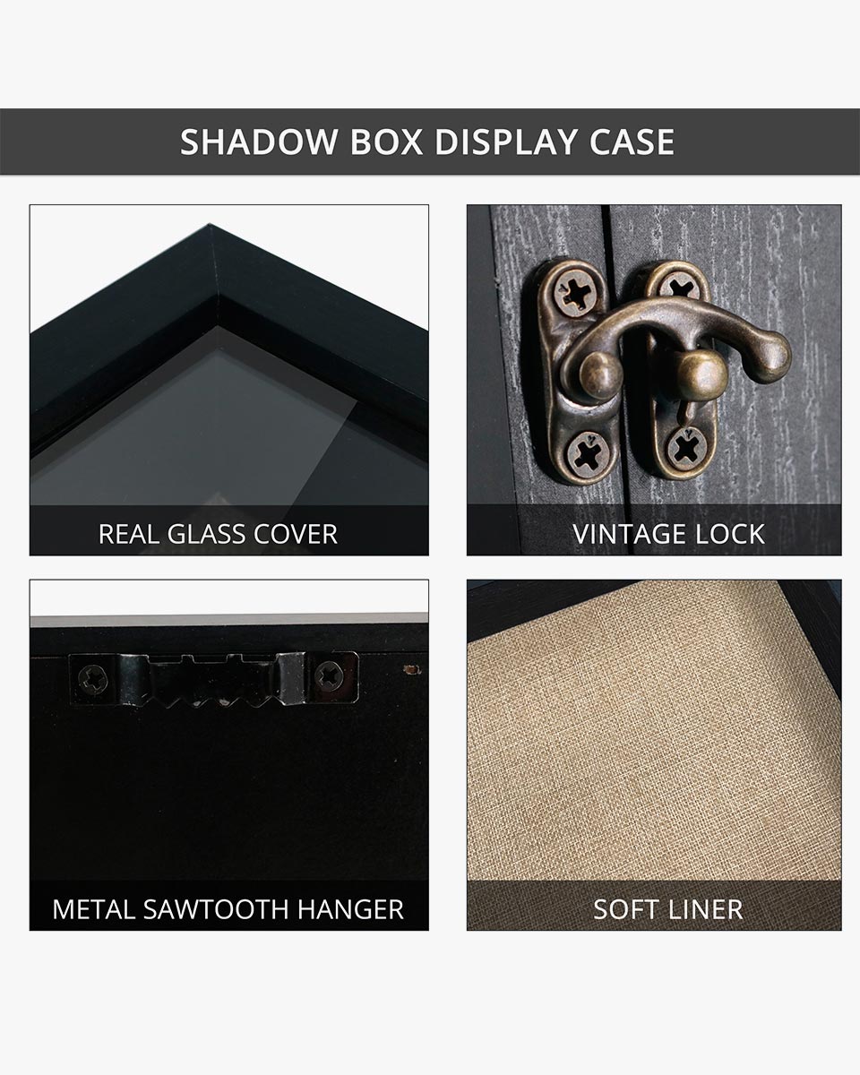 Rustic Black Shadow Box Frame Window Door With Hinge in 7 Sizes