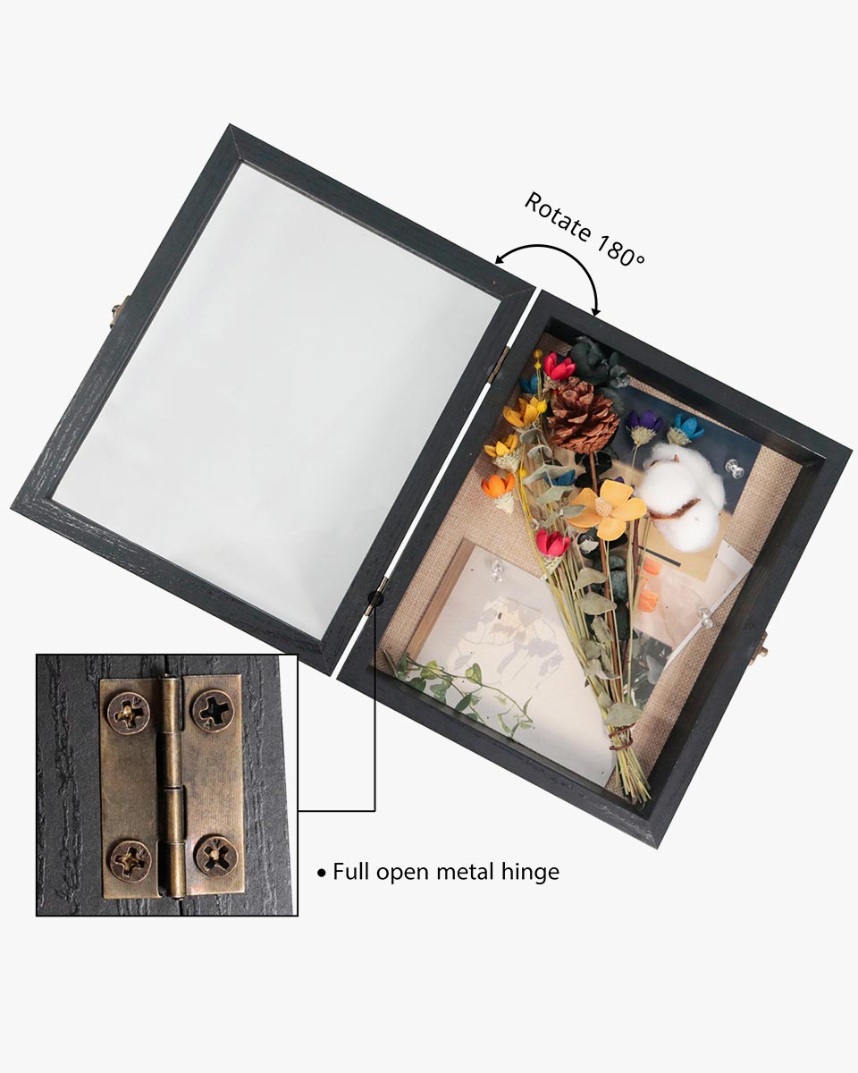 Rustic Black Shadow Box Frame Window Door With Hinge in 7 Sizes