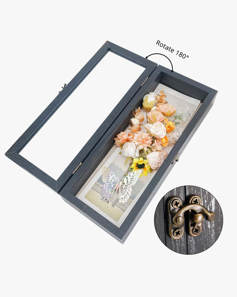 Rustic Black Shadow Box Frame Window Door With Hinge in 7 Sizes