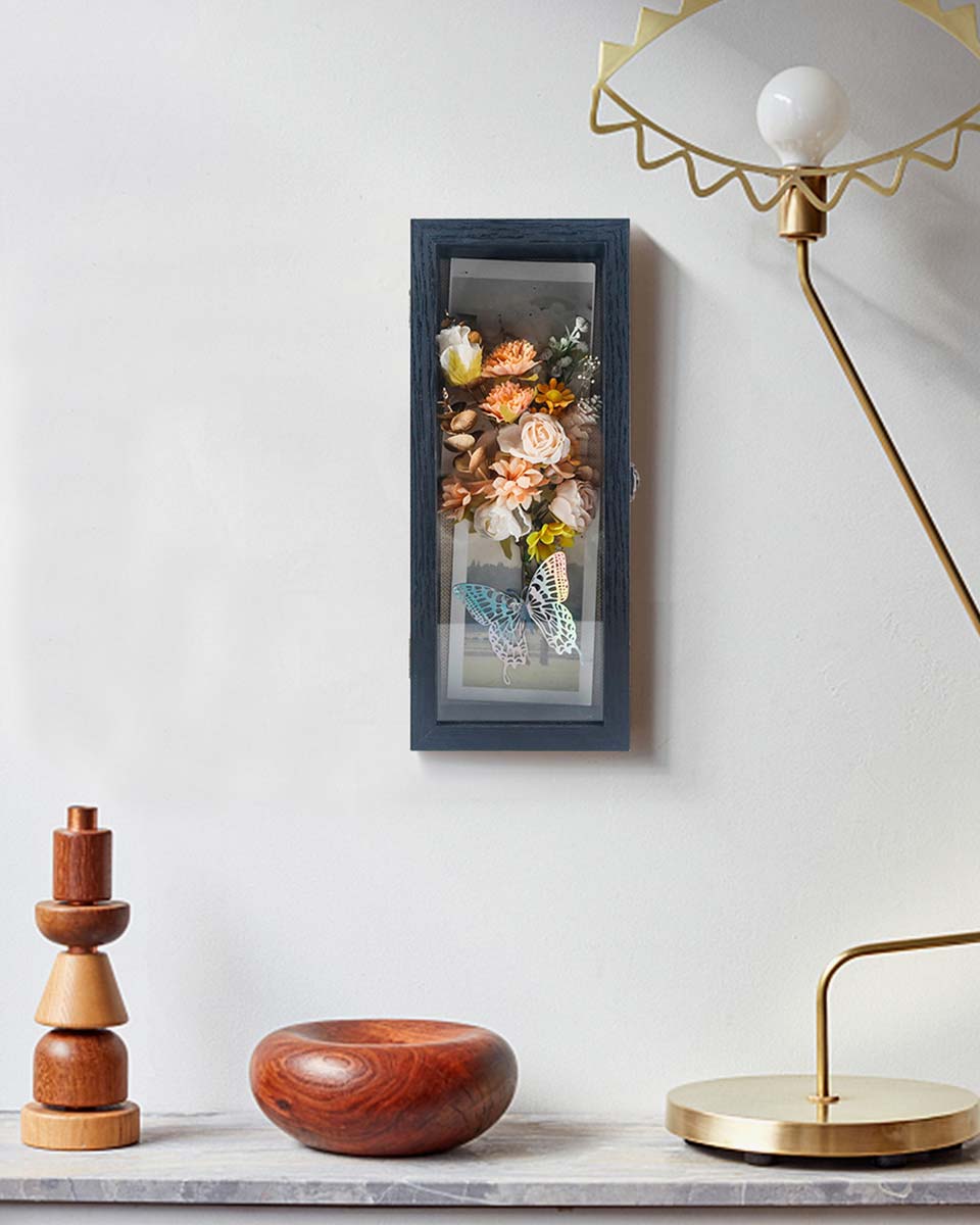 Rustic Black Shadow Box Frame Window Door With Hinge in 7 Sizes