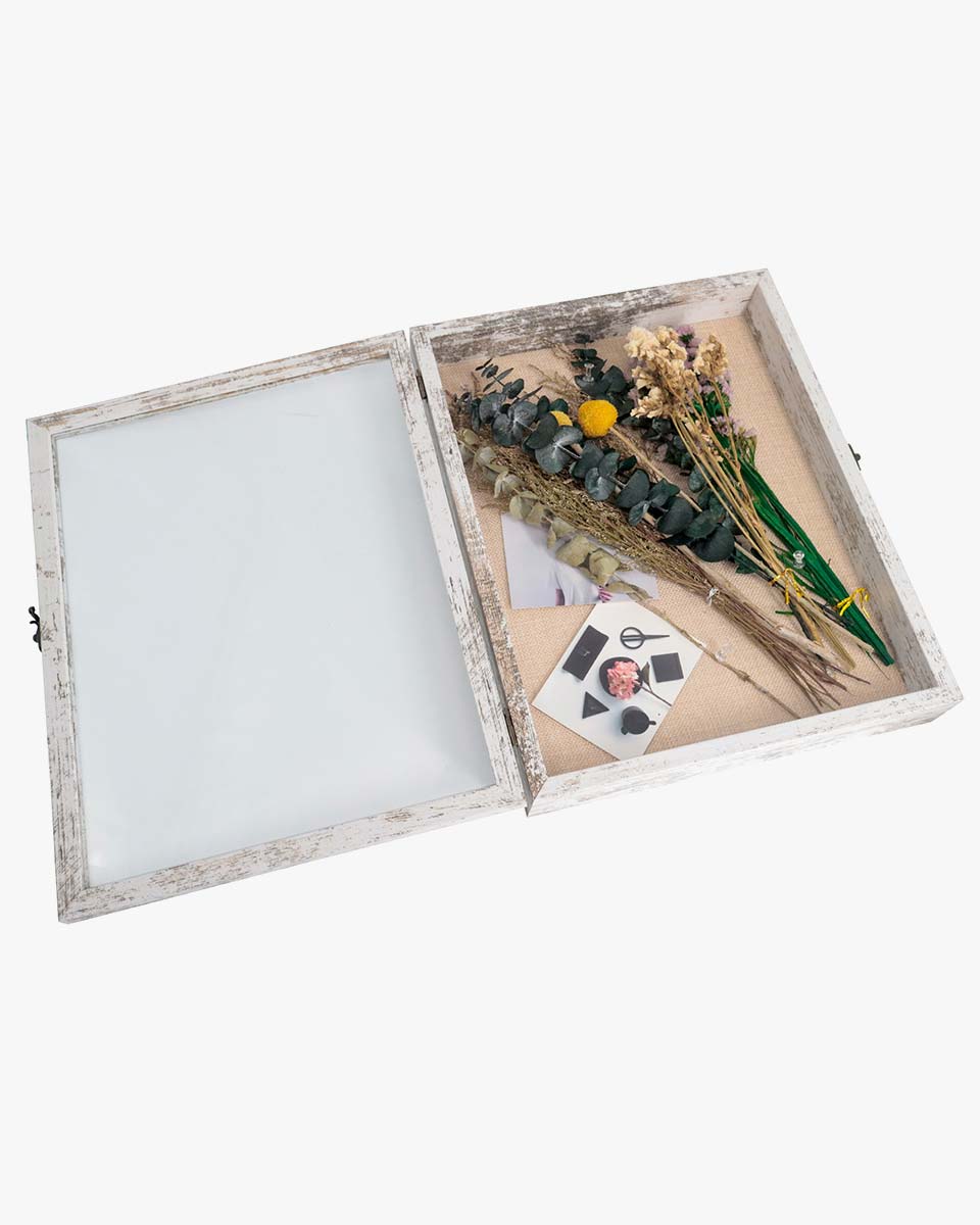 Rustic White Shadow Box Frame Window Door With Hinge in 7 Sizes