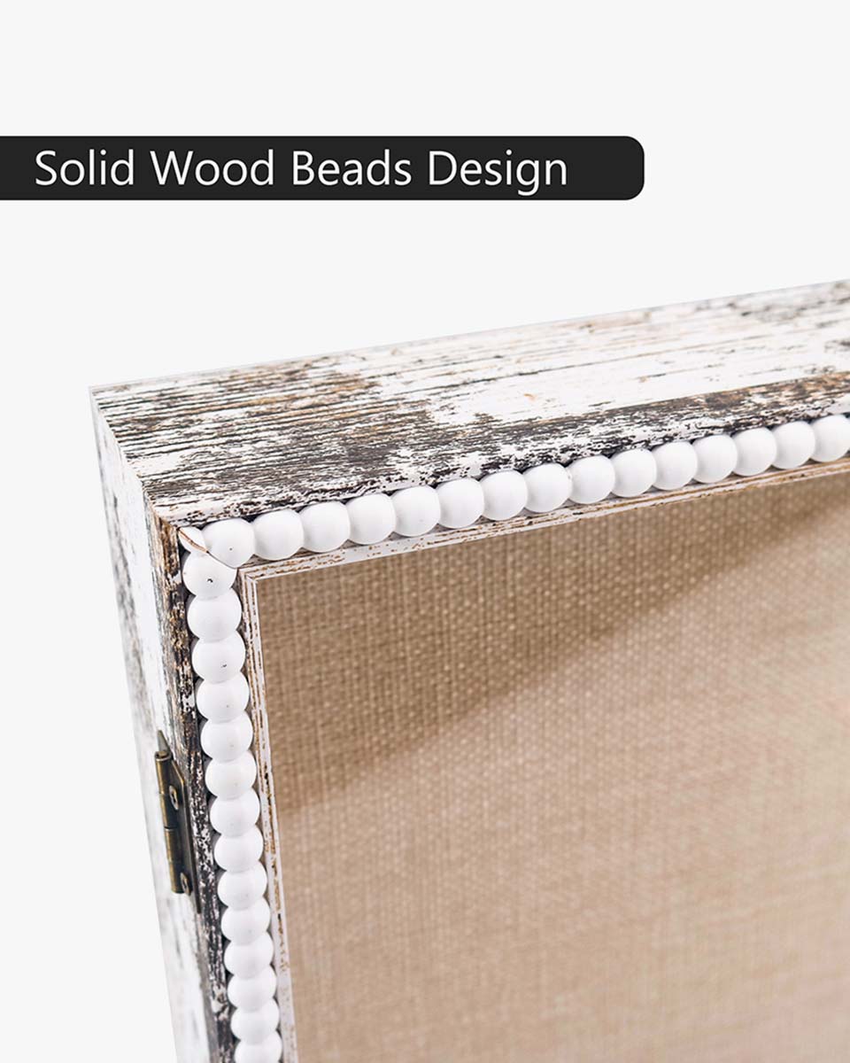 White Deep Front Open with Hinge Beaded Designed Picture Shadow Box with Linen Back in 3 Sizes