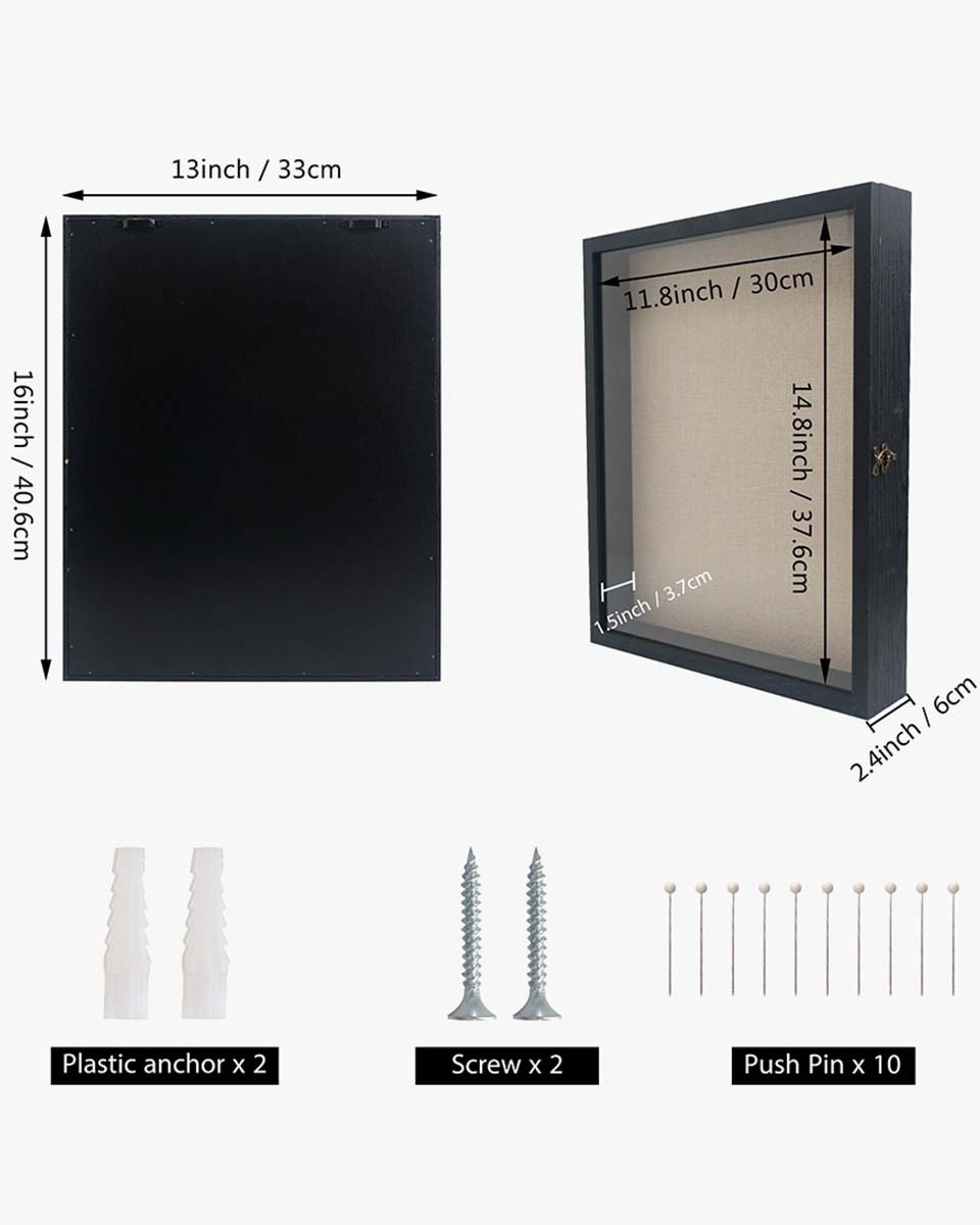 Rustic Black Shadow Box Frame Window Door With Hinge in 7 Sizes
