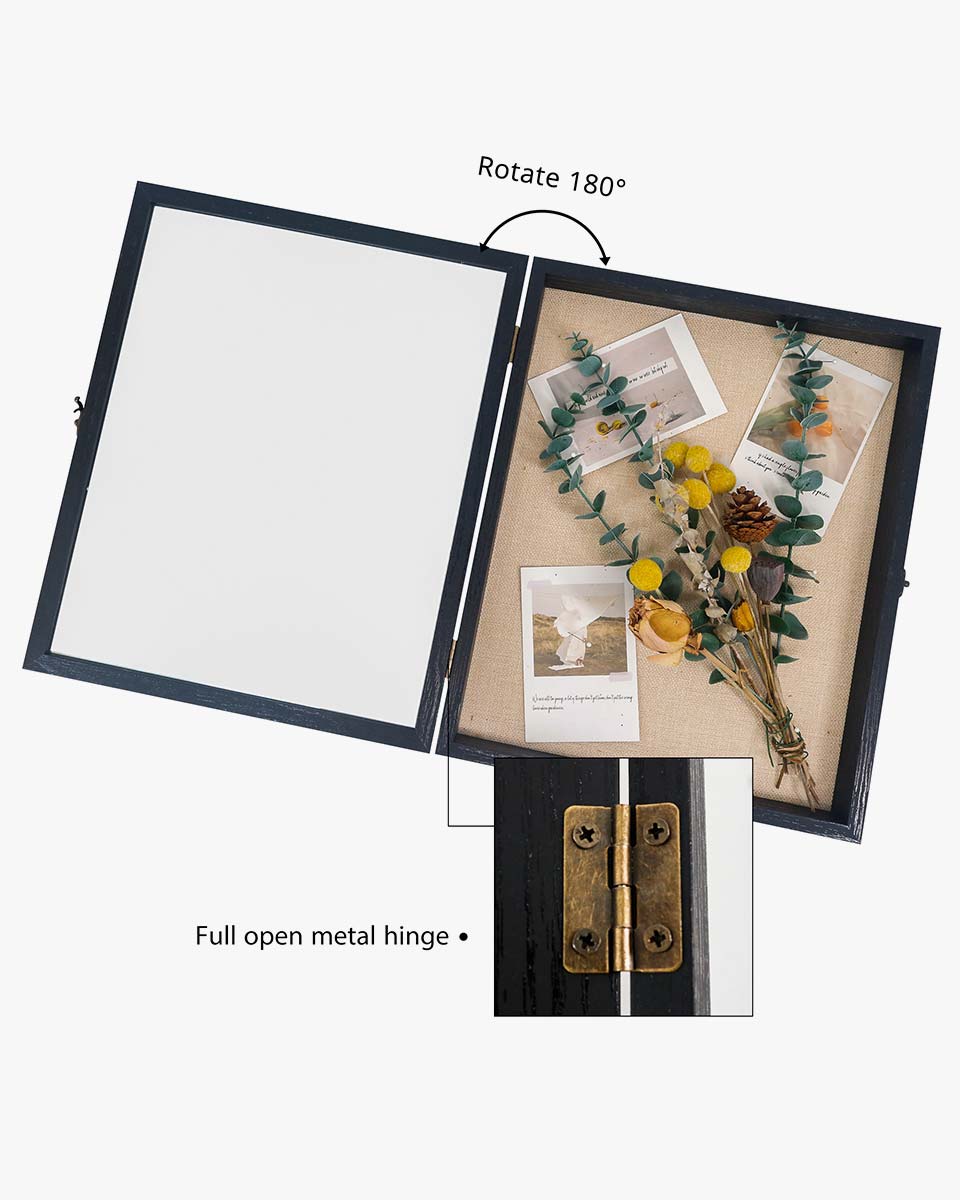 Rustic Black Shadow Box Frame Window Door With Hinge in 7 Sizes