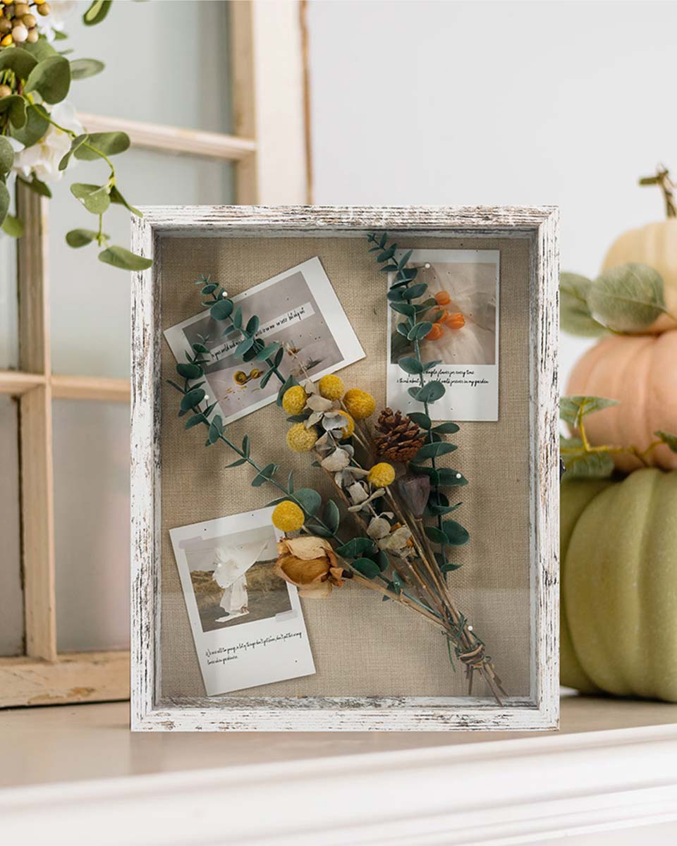 Rustic White Shadow Box Frame Window Door With Hinge in 7 Sizes