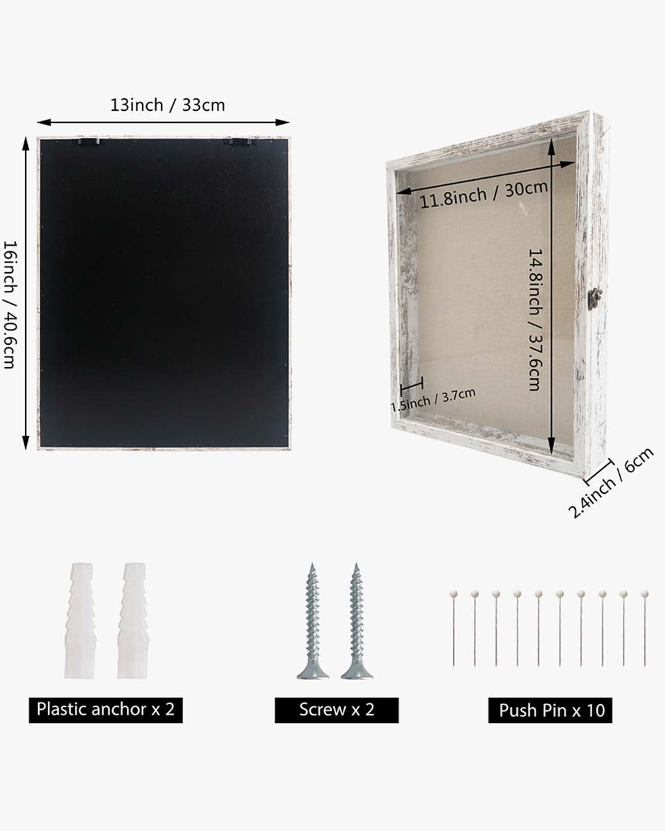 Rustic White Shadow Box Frame Window Door With Hinge in 7 Sizes
